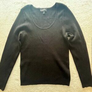 Express Black Rib Knit Scoop Neck Long Sleeve Sweater- Size L